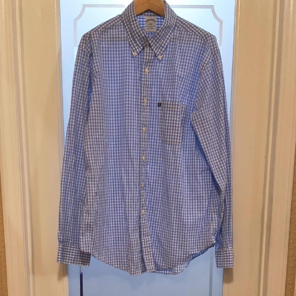 Brooks Brothers Blue and White Gingham Button-Down Shirt